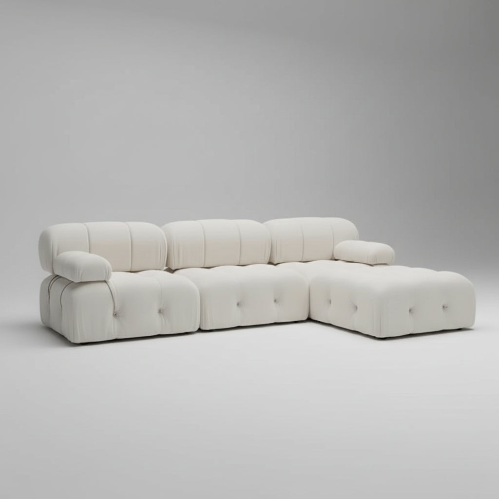 Nordic modern Bellini modular sectional fabric sofa with tufted buckle design in a luxury living room setting.