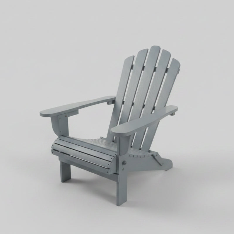 Foldable gray wooden Adirondack chair for patio and porch