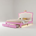 Full size princess bed frame with LED lights and crown headboard