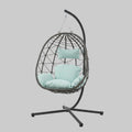 Indoor outdoor hanging egg chair with stand wicker swing basket chair with cushion and headrest