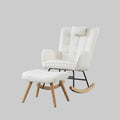 Modern upholstered rocking recliner chair with footstool