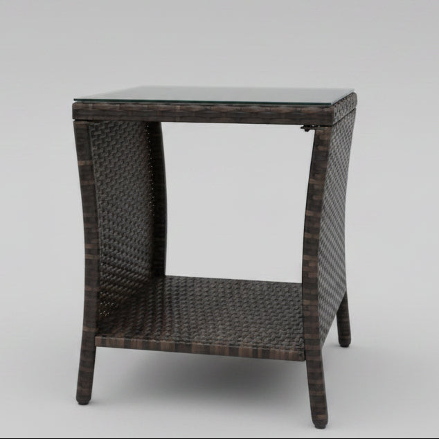 Outdoor wicker coffee table with tempered glass top